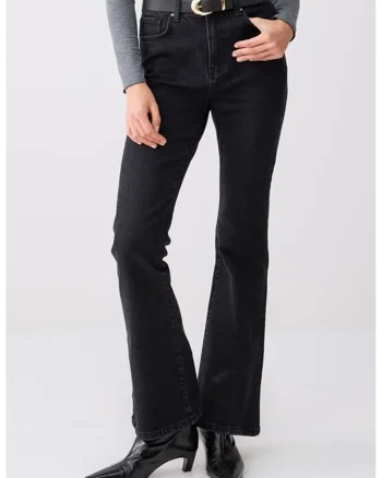 Blugi bootcut cu talie medie, Gri antracit
