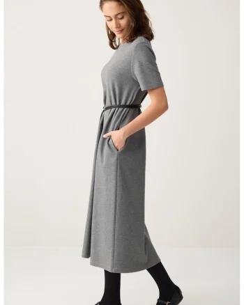 Rochie lejera cu maneci scurte, Gri melange