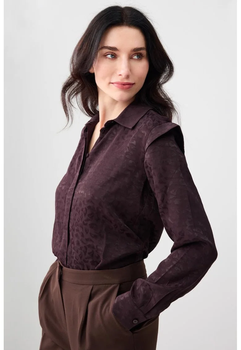 Camasa regular-fit cu model uni, Maro cognac