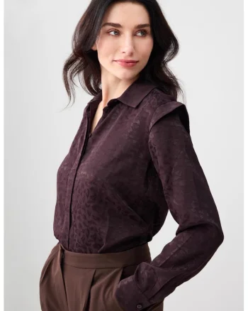 Camasa regular-fit cu model uni, Maro cognac