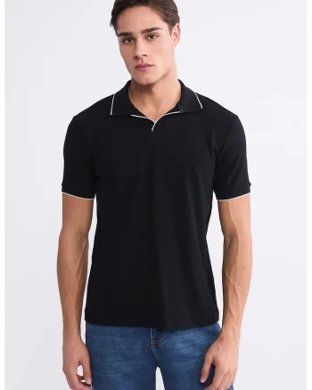 Tricou polo din bumbac, Alb/Negru