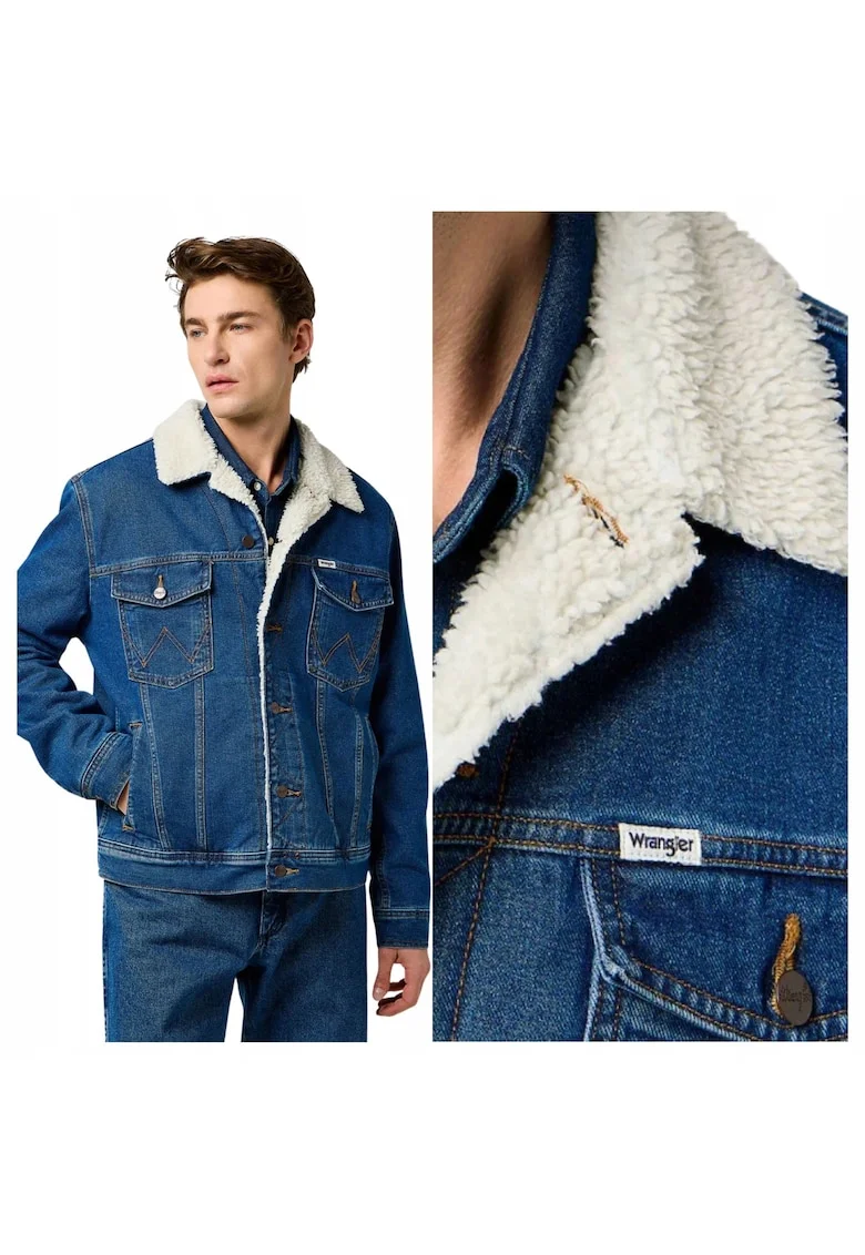 Jacheta Barbati,  Marimea 4Xl, Albastru, Sherpa Classic Jacket, Croiala Regular Fit, Inchidere Nasturi, 100% Bumbac