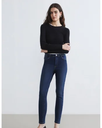 Blugi skinny cu talie inalta, Albastru inchis