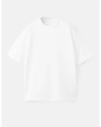 Tricou cu decolteu rotund, Alb