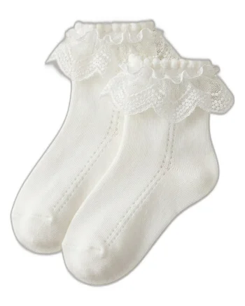Sosete copii,  Bumbac, Elegant, Alb 12