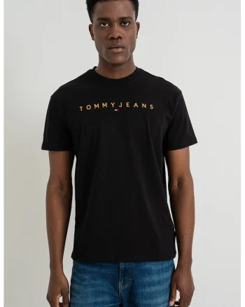 Tricou din bumbac cu logo brodat, Negru/Portocaliu