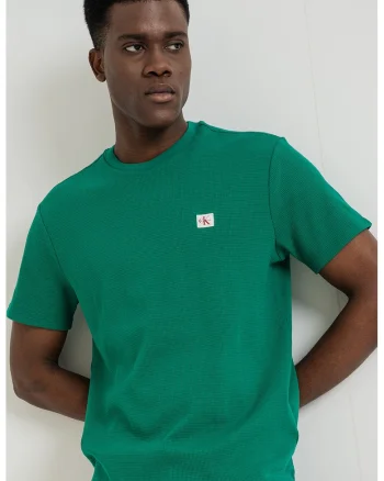 Tricou cu decolteu la baza gatului si logo, Verde