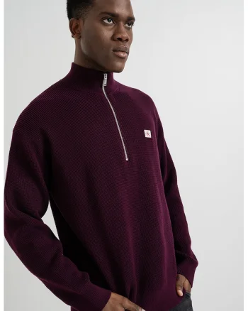 Pulover din tricot cu fenta cu fermoar, Violet tyrian
