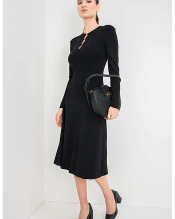 Rochie midi evazata, Negru