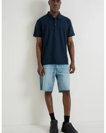Tricou polo de bumbac, Bleumarin
