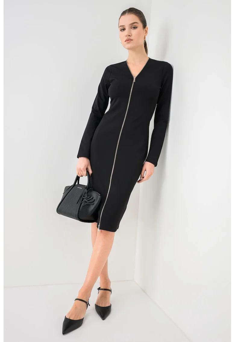 Rochie midi cambrata, Negru