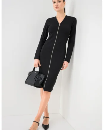 Rochie midi cambrata, Negru
