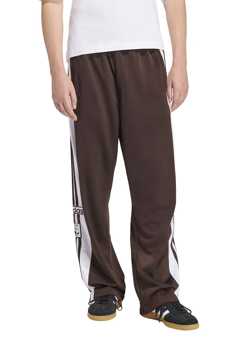 Pantaloni de trening cu capse laterale Adibreak, Maro inchis