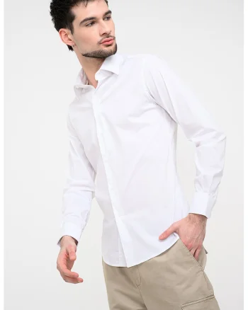 Camasa slim-fit din amestec de bumbac, Alb optic