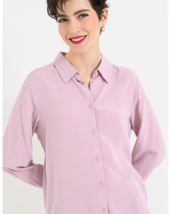 Camasa uni cu guler ascutit, Roz pastel