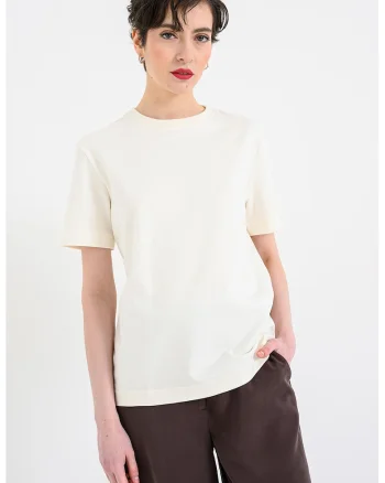 Tricou lejer din bumbac, Alb murdar