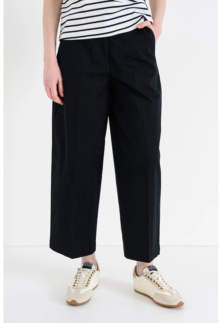 Pantaloni crop cu croiala ampla, Negru