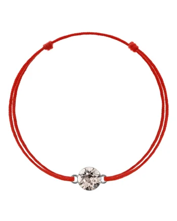 Bratara Kabbalah cu pandantiv din Argint 925 placat cu rodiu si Cristal Swarovski® Xirius 6mm, Bej