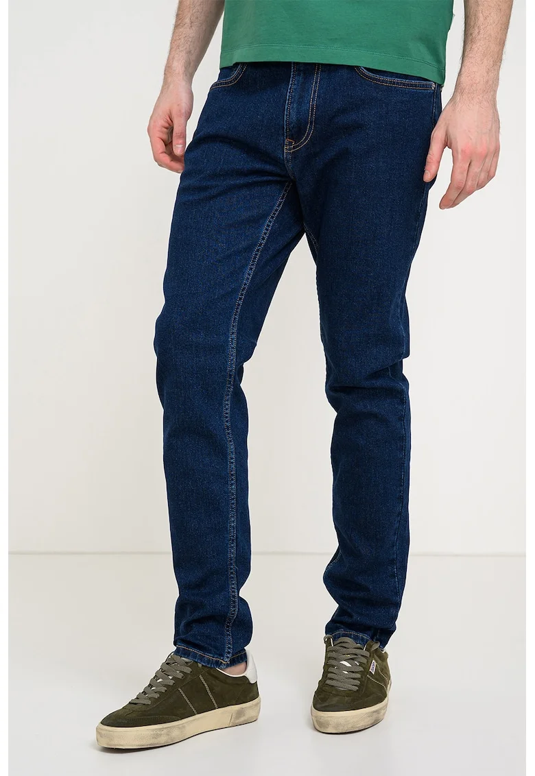 Blugi slim-fit cu model uni, Bleumarin