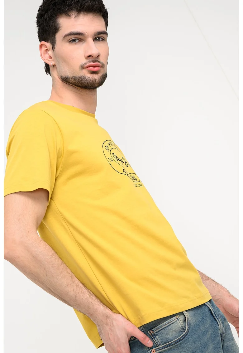 Tricou din bumbac cu imprimeu logo, Galben