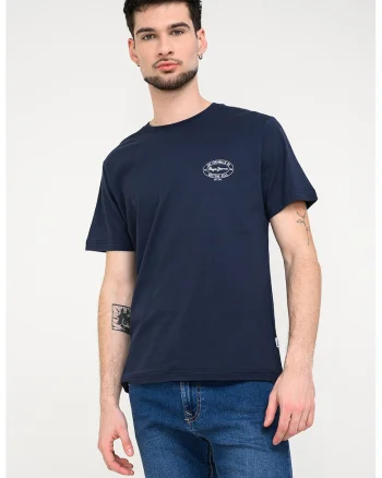 Tricou din bumbac cu imprimeu logo discret, Bleumarin