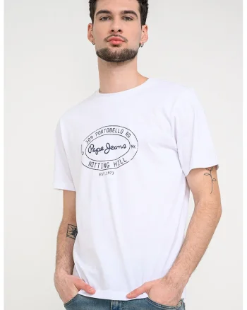Tricou din bumbac cu imprimeu logo, Alb
