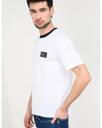 Tricou cu decolteu contrastant Soren, Alb