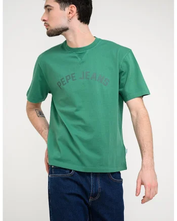 Tricou din bumbac cu imprimeu logo, Verde