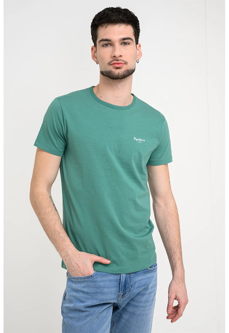 Tricou din amestec de bumbac cu logo, Verde