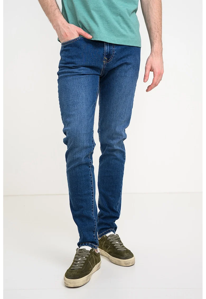Blugi skinny cu talie medie, Bleumarin