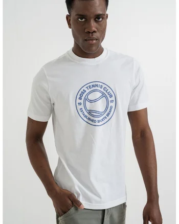 Tricou de bumbac cu logo Join, Alb/Albastru azur