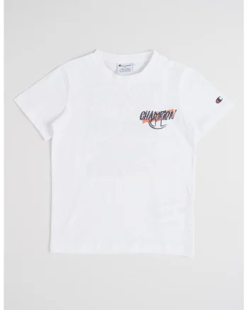 Tricou din bumbac cu imprimeu pe partea din spate, Alb/Portocaliu neon