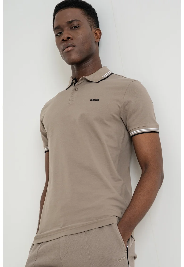 Tricou polo slim fit Paul, Kaki
