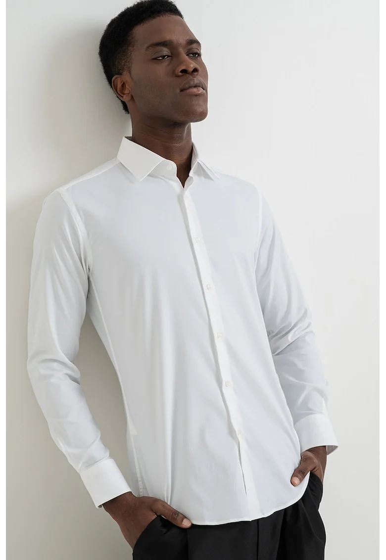 Camasa slim fit Hank, Alb optic