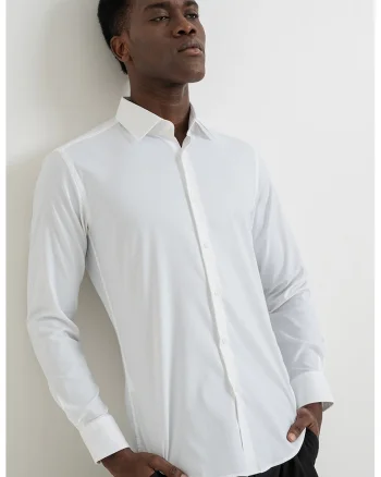 Camasa slim fit Hank, Alb optic