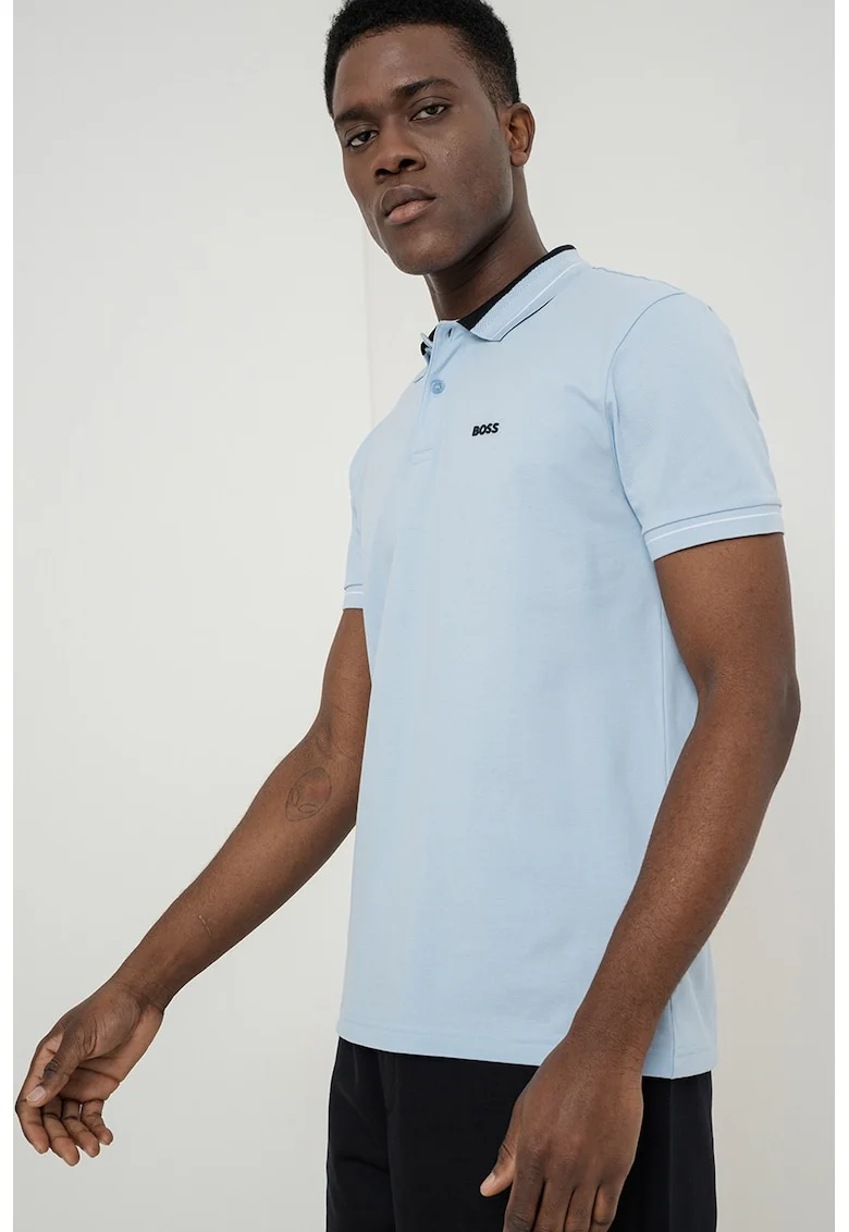 Tricou polo cu logo, Albastru pastel