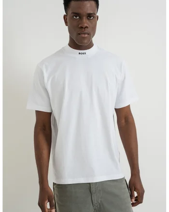 Tricou regular fit cu decolteu la baza gatului, Alb optic