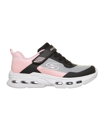 , Pantofi sport Glide-Step Drift cu velcro si garnituri sintetice, Negru/Gri deschis/Roz deschis