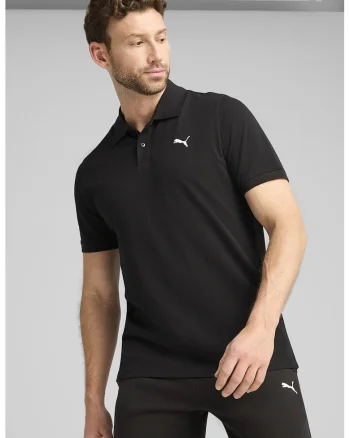 Tricou polo cambrat cu broderie logo, Negru