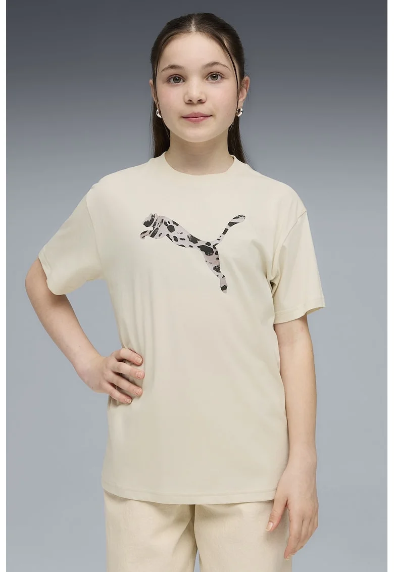 Tricou lejer cu imprimeu logo, Negru/Alb murdar/Roz pal