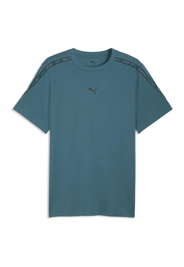 Tricou regular fit cu benzi logo laterale, Verde persan