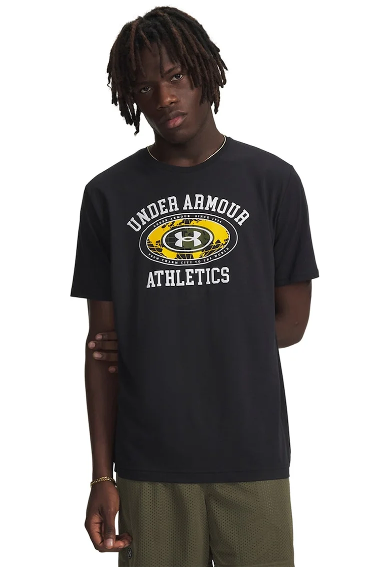Tricou cu logo grafic, Negru/Galben sofran/Alb optic
