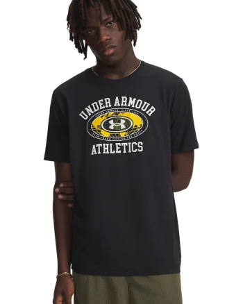 Tricou cu logo grafic, Negru/Galben sofran/Alb optic
