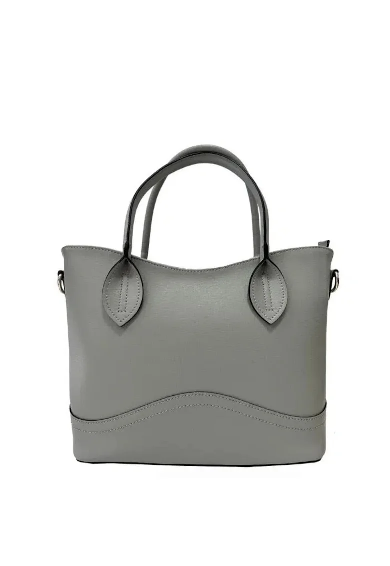 Geanta dama din piele naturala  Orlanda, Gri deschis, 37 x 25 x 12,5 cm