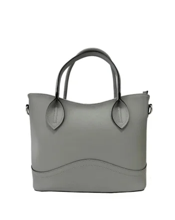 Geanta dama din piele naturala  Orlanda, Gri deschis, 37 x 25 x 12,5 cm