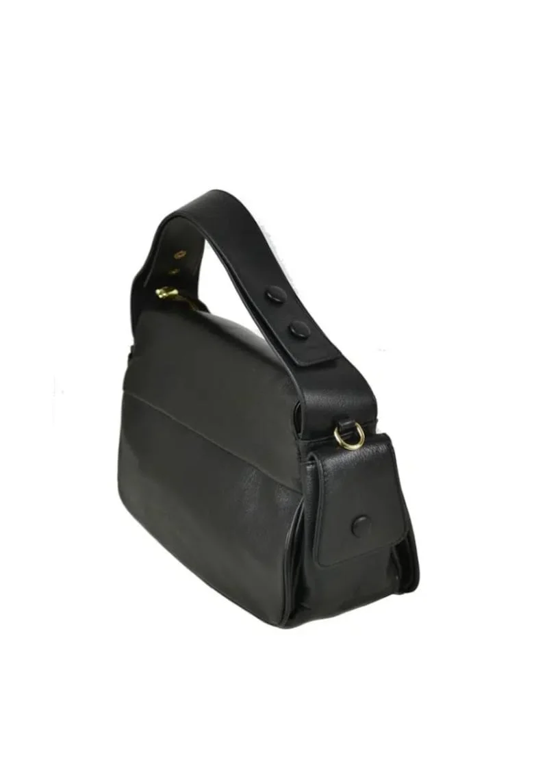 Geanta dama din piele naturala  Afrodita, Negru, 27 x 16 x 15 cm