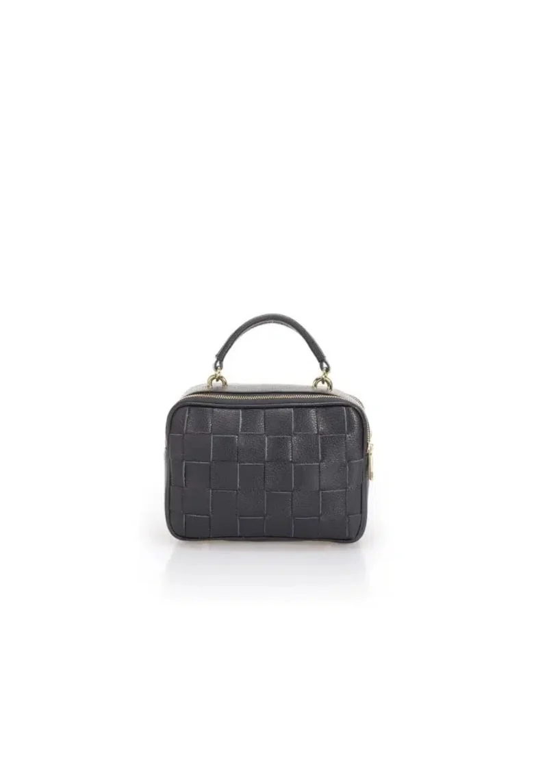 Borseta dama din piele naturala  Alfonsina, Negru, 22 x 16 x 11 cm