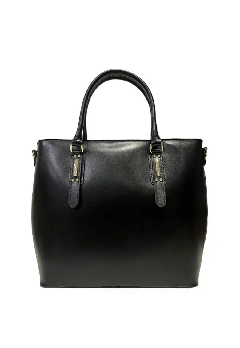 Geanta dama din piele naturala  Sergiana, Negru, 40 x 30,5 x 13,5 cm