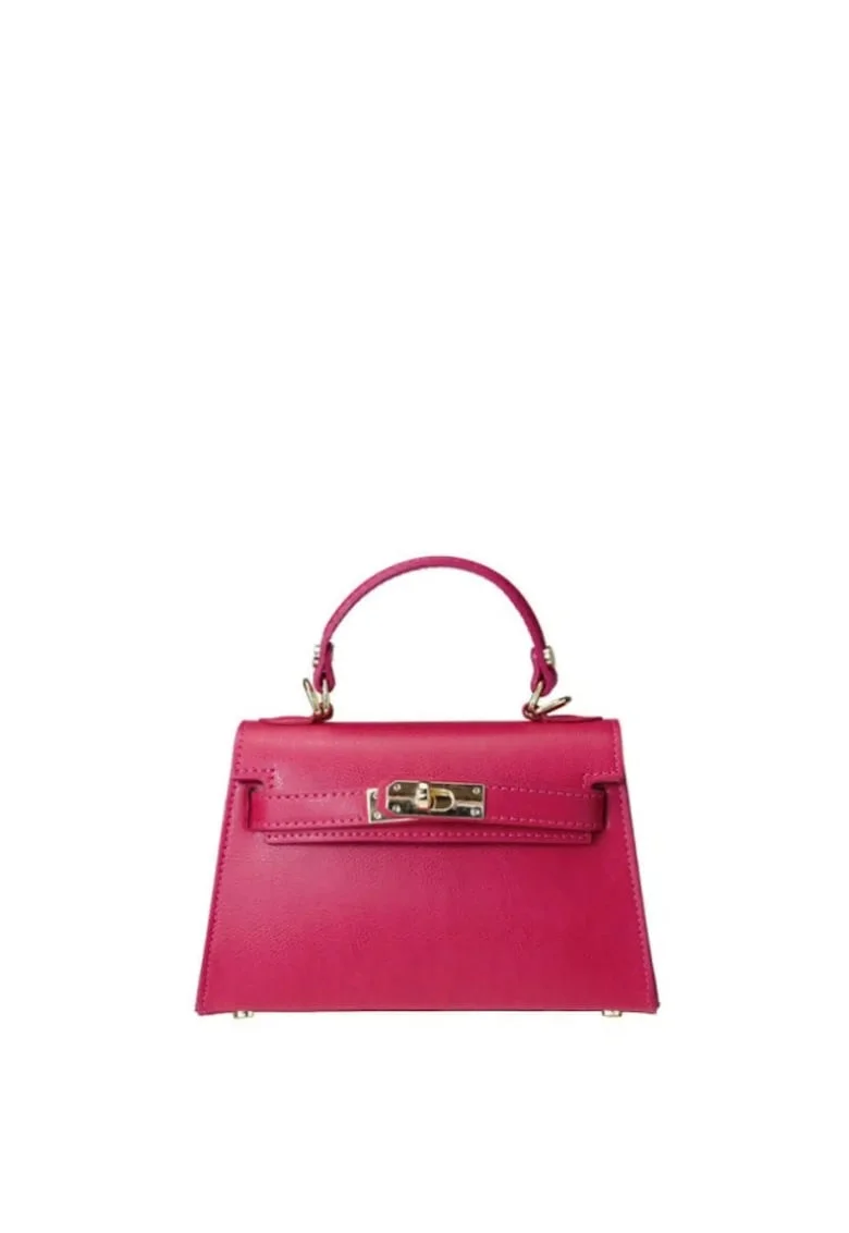 Geanta dama din piele naturala  Calypsofwqdfwq, Fucsia, 21.5 x 13.5 x 8 cm