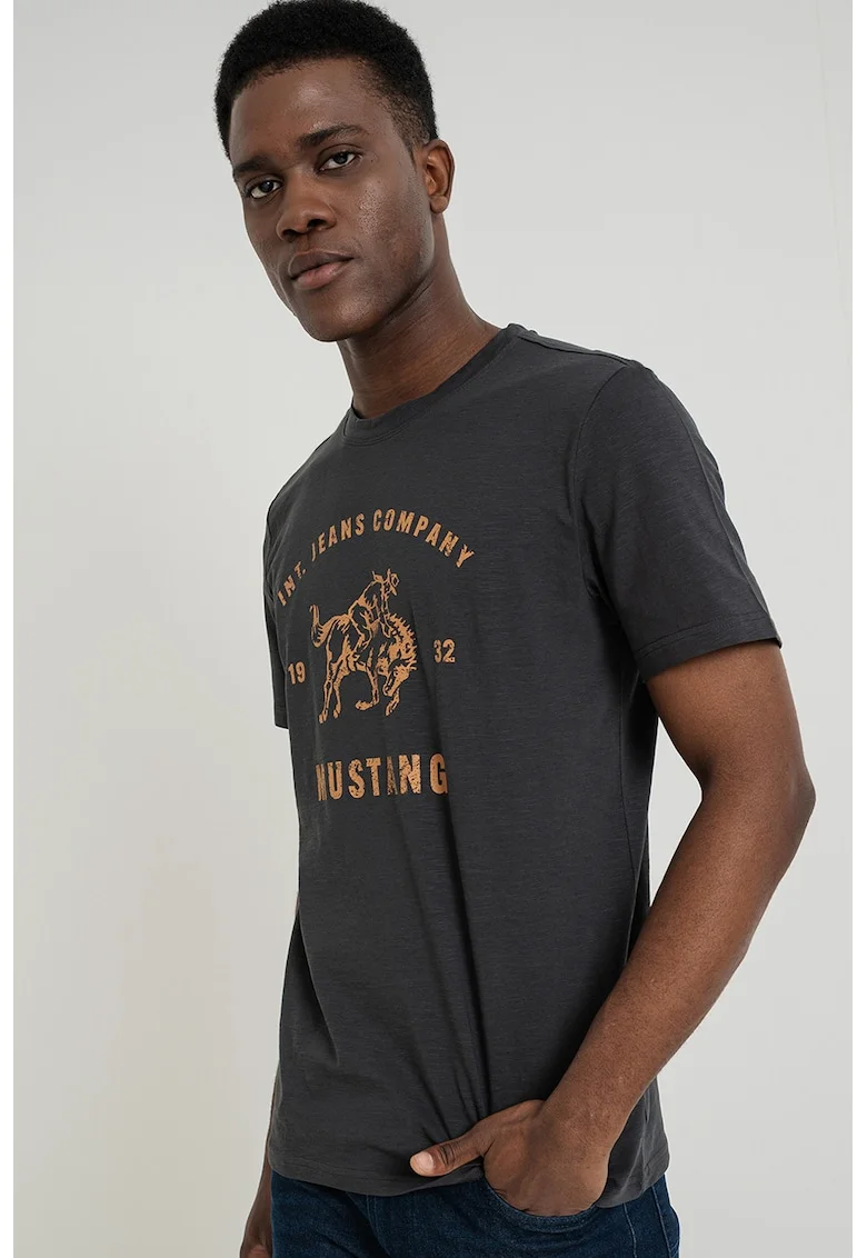 Tricou din bumbac cu imprimeu logo Austin, Gri antracit